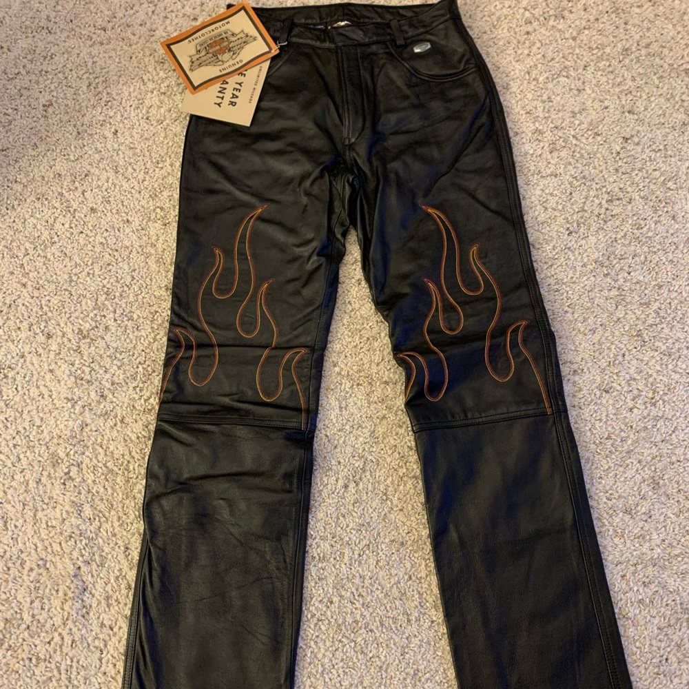 Harley-Davidson Black Pants with Orange Flame Design